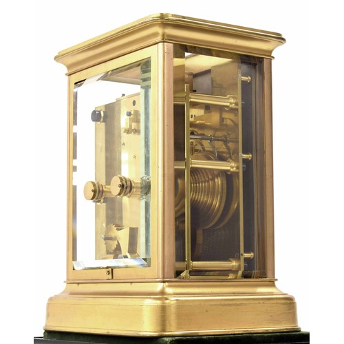 1339 - Exceptional gilt-brass giant mantel chronometer of exhibition quality with Kullberg's flat rim balan... 