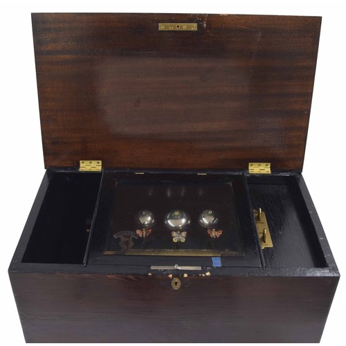 1356 - Old mahogany cased music box, the movement with 6