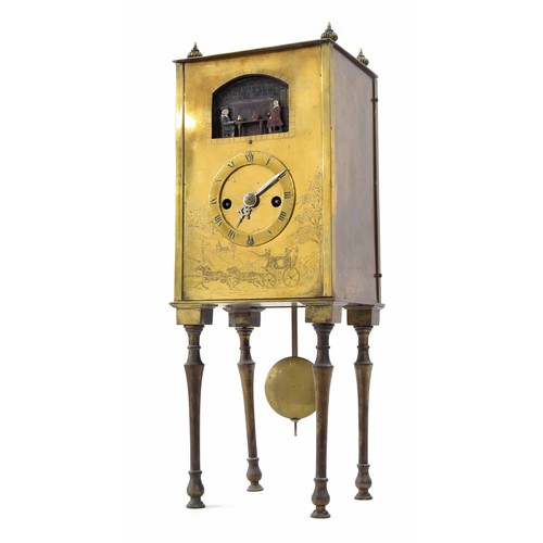 1536 - Unusual double fusee automata brass mantel clock striking on a bell, the 4