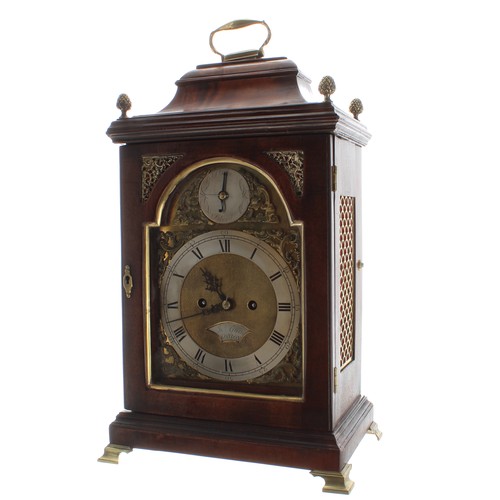 1338 - English mahogany double fusee bracket clock, the 7