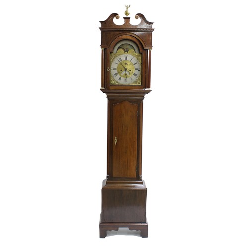 1852 - Mahogany three train chiming longcase clock, the 12