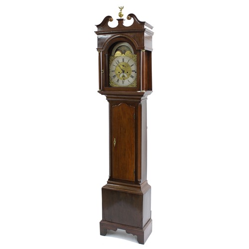 1852 - Mahogany three train chiming longcase clock, the 12