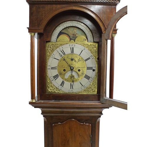 1852 - Mahogany three train chiming longcase clock, the 12