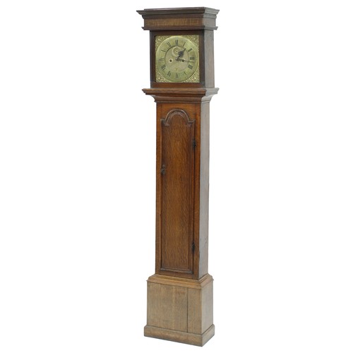 1851 - Oak eight day longcase clock with five pillar movement, the 12