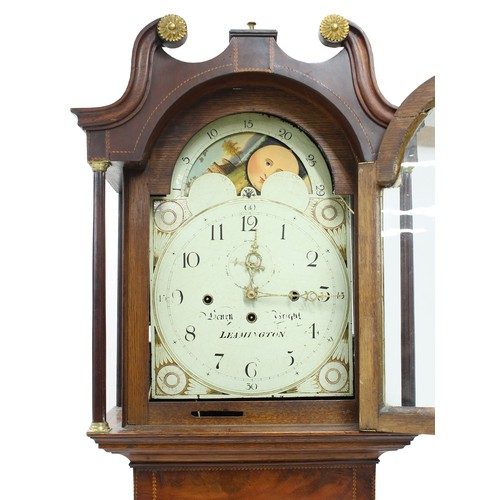 1855 - Oak and mahogany three train longcase clock, the 14