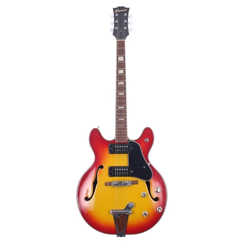 108 - 1970s Commodore no. 25 semi-hollow body electric guitar, made in Japan; Body: cherry sunburst finish... 