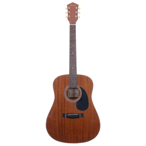 109 - Harmony H6860 acoustic guitar, made in Korea; Back and sides: mahogany, surface scratches; Top: lami... 