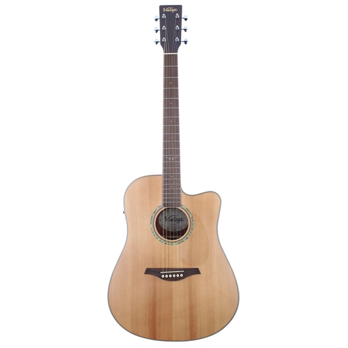 113 - JHS Vintage VEC501M electro-acoustic guitar; Back and sides: laminated mahogany; Top: natural spruce... 