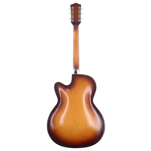 124 - 1950s Antoria archtop guitar; Body: tobacco sunburst finish, wear consistent with age; Neck: minor w... 