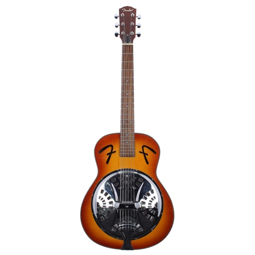 63 - Fender FR50 resonator acoustic guitar; Body: amber burst finish; Neck: good; Fretboard: pau ferro; F... 