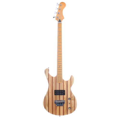 69 - Good custom made bass guitar comprising a mahogany and ash body; Wilson bass guitar neck and Schalle... 