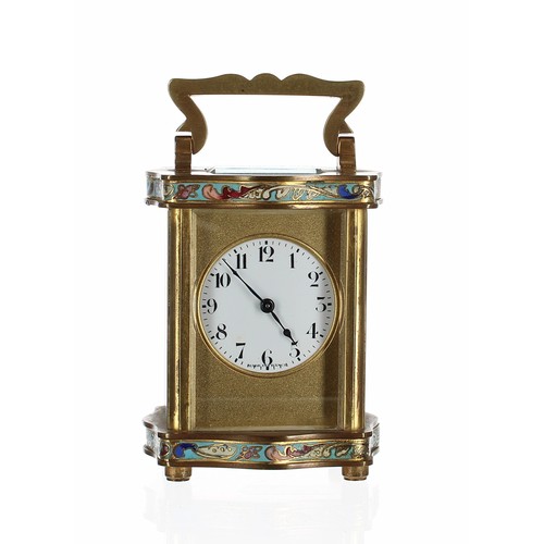 1245 - French miniature champleve carriage clock timepiece, the 1.5