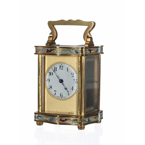 1245 - French miniature champleve carriage clock timepiece, the 1.5