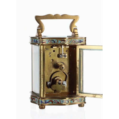 1245 - French miniature champleve carriage clock timepiece, the 1.5