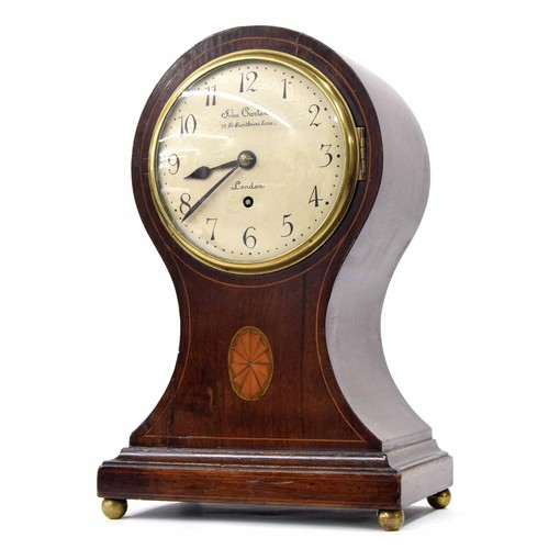 1538 - Mahogany single fusee balloon mantel clock, the 6