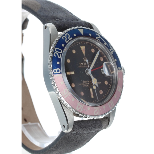 65 - Rare Rolex Oyster Perpetual GMT-Master stainless steel gentleman's wristwatch with the gilt underlin... 