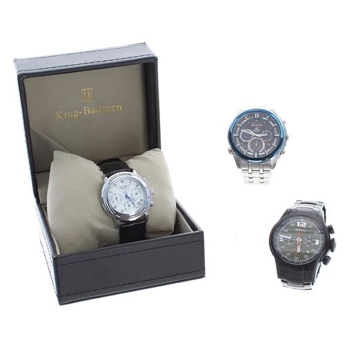 550 - Krug-Baumen Principle Chronograph stainless steel gentleman's wristwatch, quartz, with box and bookl... 