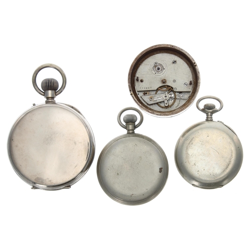 466 - Goliath nickel cased cylinder pocket watch for repair, 66mm; together with a Limit No.2 nickel cased... 