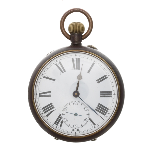 473 - Gunmetal lever pocket watch, movement no. 35344, the dial with Roman numerals minute track and subsi... 