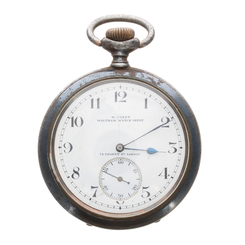 474 - Waltham gunmetal lever pocket watch for repair, signed movement, no. 18739629, the dial signed W. Ca... 