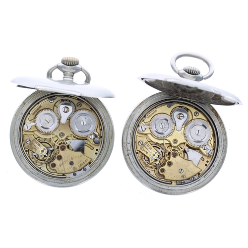 480 - Swiss nickel cased lever alarm pocket watch, the gilt frosted movement with hammer striking a gong, ... 