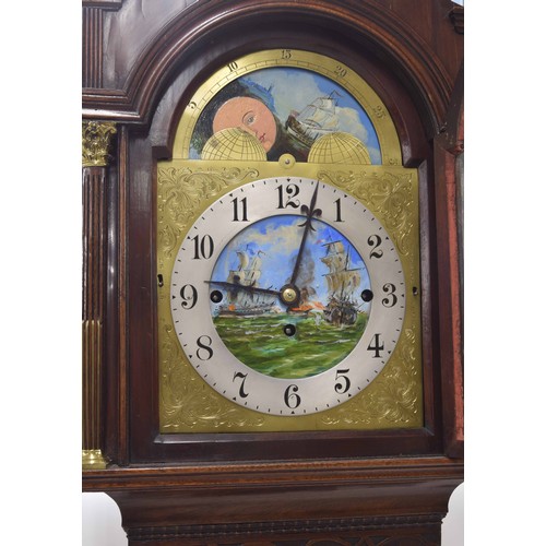 1857 - Good quality 20th century triple fusee chiming longcase clock, the substantial movement playing on a... 