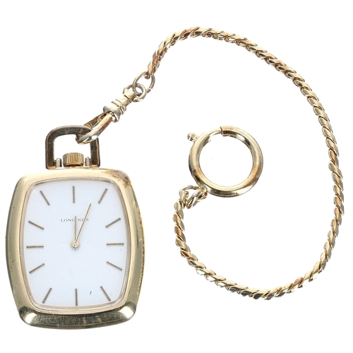 386 - Longines gold plated dress pocket watch, signed cal. 18L 17 jewel unadjusted movement, signed silver... 