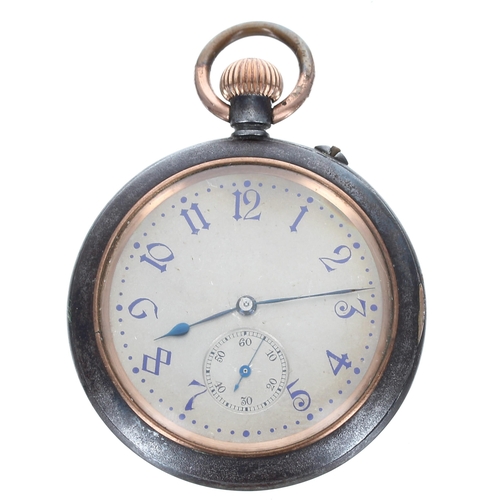 387 - Hanhart & Co. Allahabad & Mussoorie gunmetal lever pocket watch, signed gilt frosted movemen... 