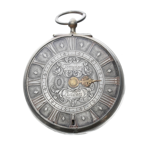 394 - Interesting English verge pocket watch bearing the signature Tompion, London, late 17th/early 18th c... 