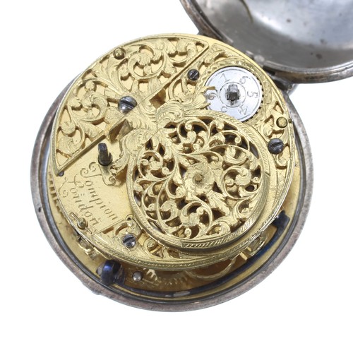 394 - Interesting English verge pocket watch bearing the signature Tompion, London, late 17th/early 18th c... 