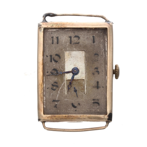 559 - Rolex 9ct rectangular cased wire-lug gentleman's wristwatch, import hallmarks Glasgow 1924, silvered... 