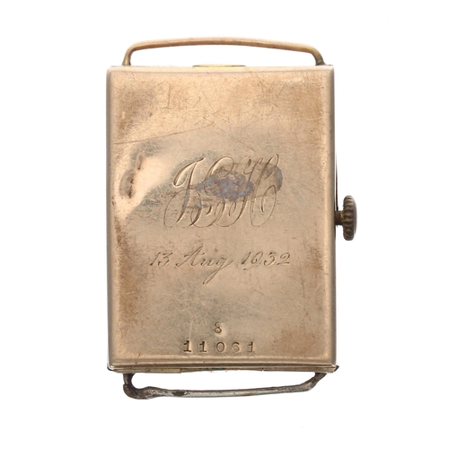 559 - Rolex 9ct rectangular cased wire-lug gentleman's wristwatch, import hallmarks Glasgow 1924, silvered... 