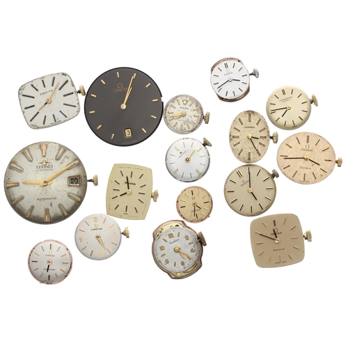 599 - Rolex cal. 1400 wristwatch movement; together with eight Omega wristwatch movements to include cal. ... 