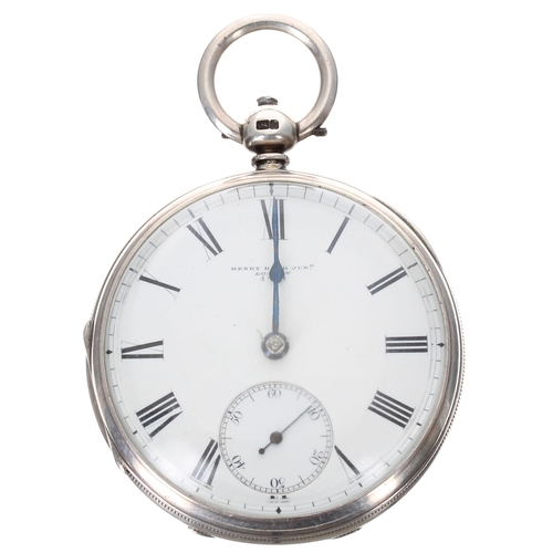 389 - Victorian silver fusee lever pocket watch, London 1876, the movement signed Henry Band Jun'r, London... 