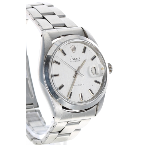 68 - Rolex Oysterdate Precision stainless steel gentleman's wristwatch, reference no. 6694, serial no. 34... 