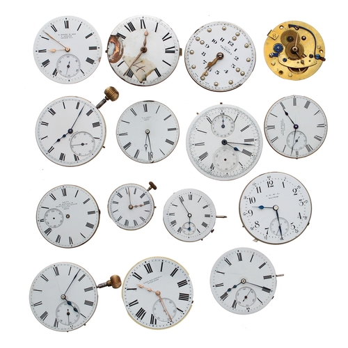 496 - Quantity of pocket watch movements to include Jon & Thos Hallam fusee verge; fusee verge; cylind... 