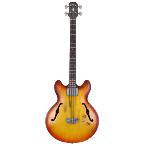 323 - 1964 Epiphone Rivoli EBV 232 semi-hollow body bass guitar, made in USA, ser. no. 1xxxx5; Body: sunbu... 