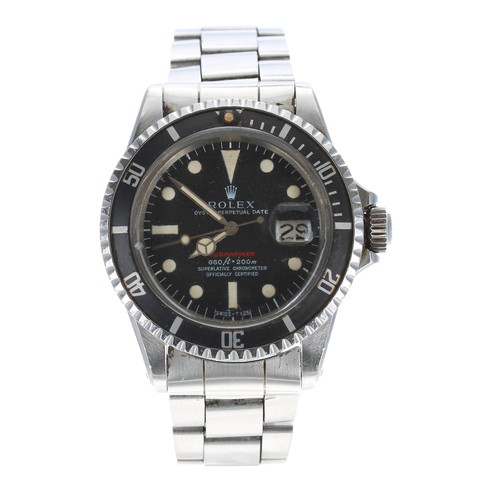 74 - Interesting Rolex Oyster Perpetual Date Submariner 'Single Red' stainless steel gentleman's wristwat... 