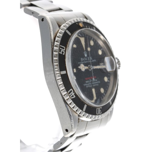 74 - Interesting Rolex Oyster Perpetual Date Submariner 'Single Red' stainless steel gentleman's wristwat... 