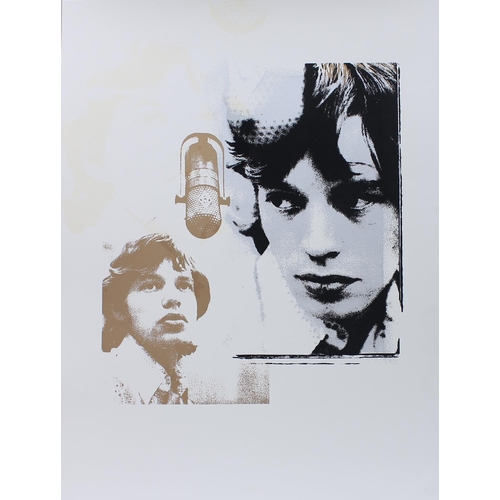 493 - Mick Jagger - Ink Icon Mick Jagger 'solo in recording studio' silkscreen print, test double image in... 