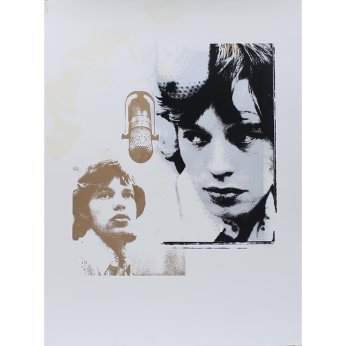 494 - Mick Jagger - Ink Icon Mick Jagger 'solo in recording studio' silkscreen print, test double image in... 