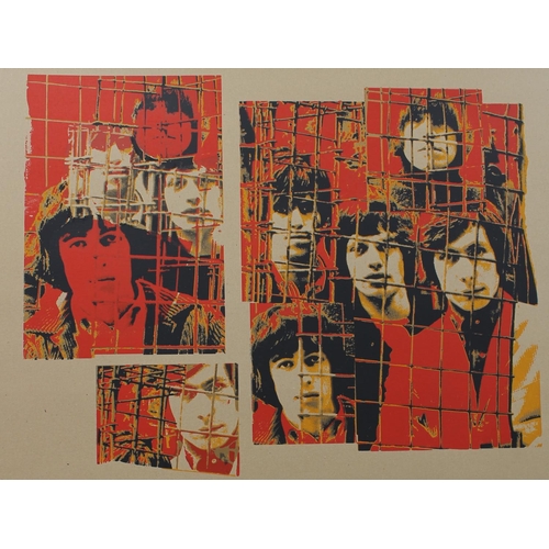 499 - The Rolling Stones - Ink Icon 'Caged' silkscreen print of the complete band on the roof of Gered Man... 