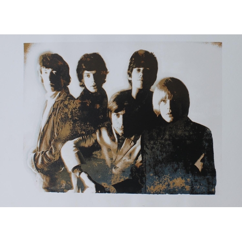 501 - The Rolling Stones - group shot by Gered Mankowitz at Masons Yard, London, multicolour silkscreen pr... 