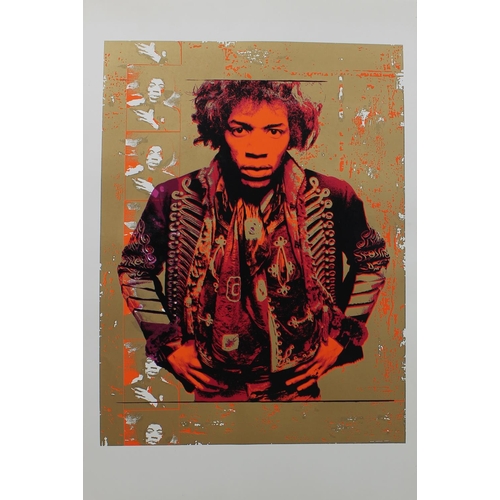 504 - Jimi Hendrix - 'Purple and Gold', an Ink Icon four colour silkscreen print in orange, gold, magenta ... 