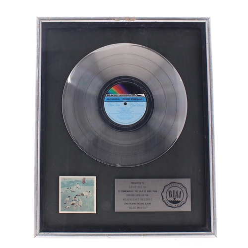 522 - Elton John - platinum disc presentation display presented to David Costa to commemorate the sale of ... 