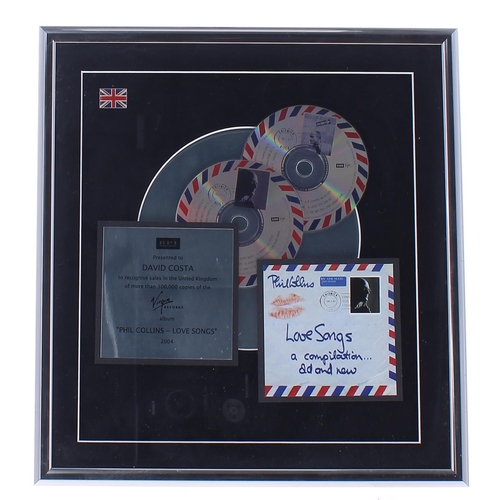 523 - Phil Collins - platinum disc display presented to David Costa to recognise sales in the United Kingd... 