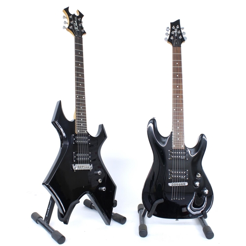 324 - B.C Rich Bronze Series Warlock electric guitar, gig bag; together with a Black Hawk by Schecter BC-1... 