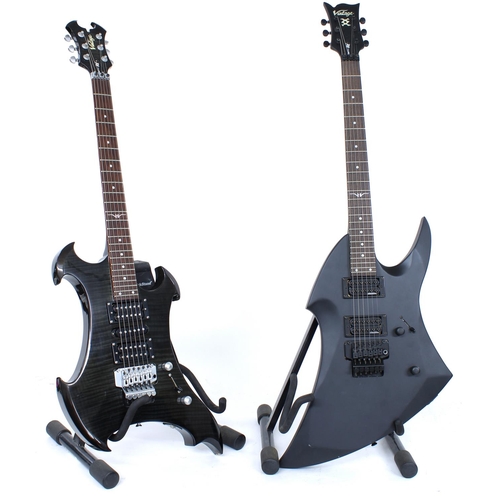 325 - Two JHS vintage Metal Axxe electric guitars, each with gig bag (2)... 