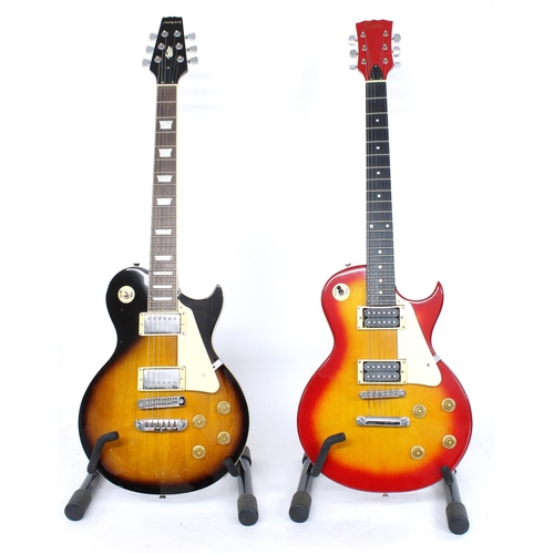 329 - Aria PR electric guitar; together with an Encore LP type electric guitar, each with soft bag (2)... 