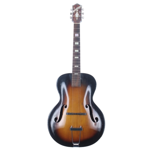 352 - 1930s Orpheum Ideal archtop guitar, probably made by Regal, Chicago; Body: sunburst finish, scratche... 